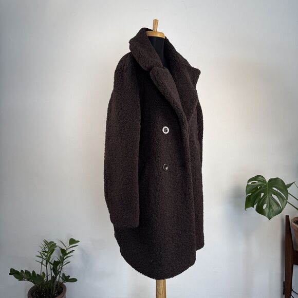 Kenneth Cole Faux Fur Teddy Dark Brown Winter Coat, Women's XL - Picture 3 of 14